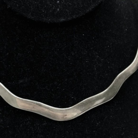 925 Sterling Silver Heavy Wavy Neck Collar Necklace Pendant Charm Choker - Picture 2 of 6